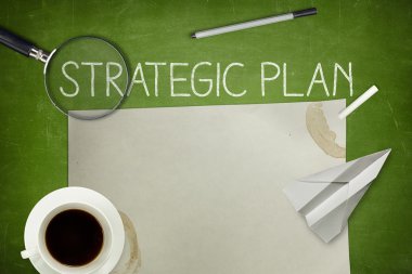 Strategic plan concept on blackboard clipart