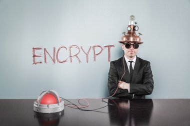 Encrypt concept with businessman clipart