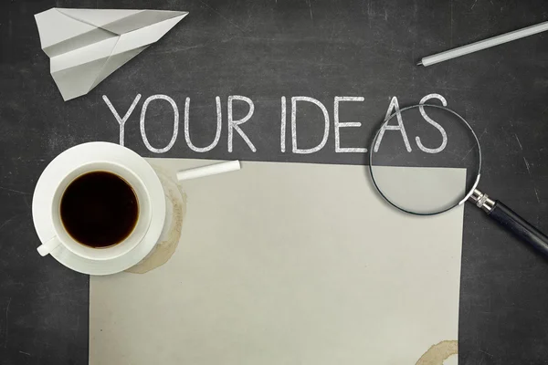 Your ideas concept on blackboard — Stock Photo, Image