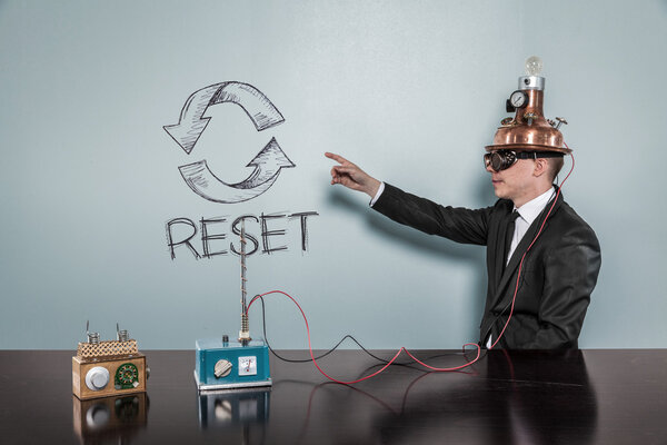 Reset text with vintage businessman