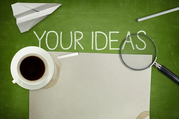 Your ideas concept on blackboard — Stock Photo, Image