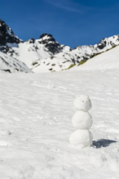 Kleiner Schneemann in den Bergen. — Stockfoto