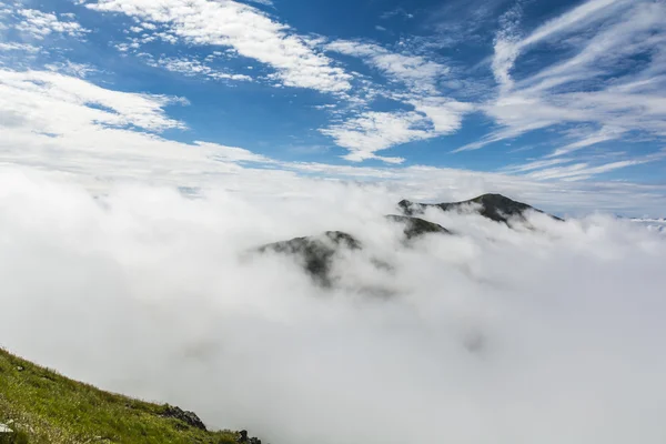 Mountain peaks in a tangle of clouds — Stock Photo, Image