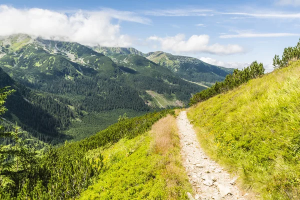 Traseu cu vedere la vârfuri și văi montane — Fotografie, imagine de stoc