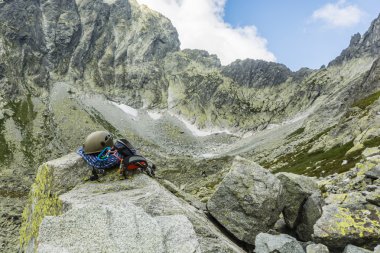 Climbing equipment against Tatra ridge clipart