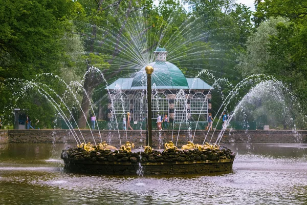 Sonnenbrunnen in peterhof, bei saint petersburg, russland — Stockfoto