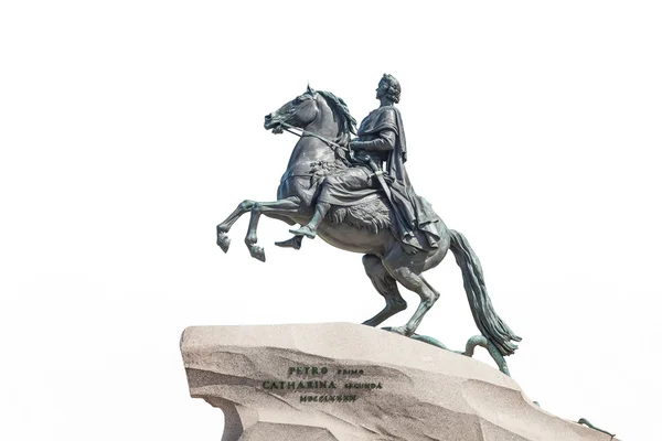 Jinete de bronce en San Petersburgo, aislado sobre fondo blanco — Foto de Stock