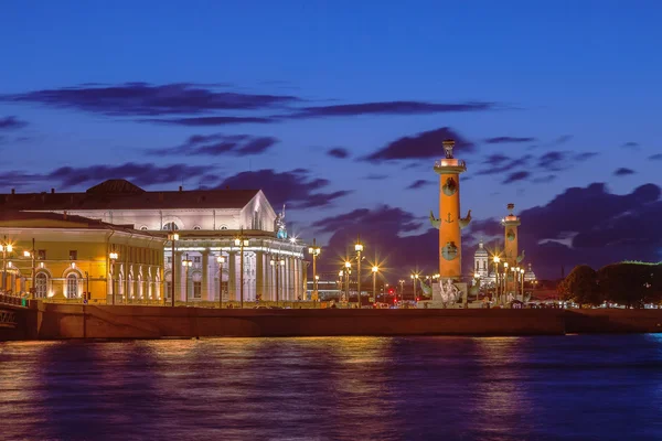 Spotta ön Vasilyevsky i Sankt Petersburg på natten — Stockfoto