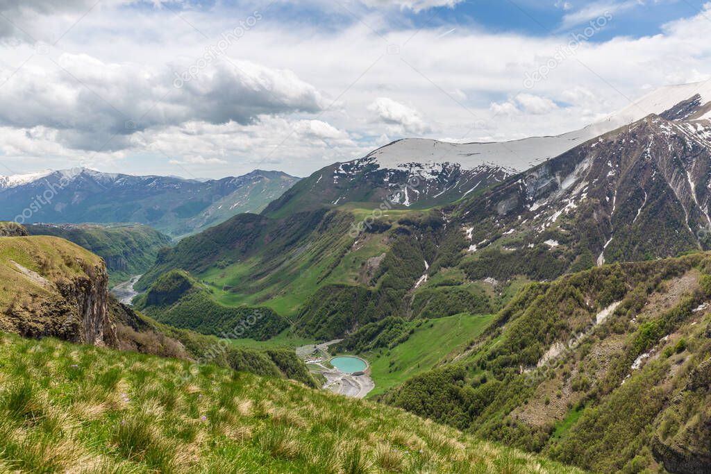 View of Caucasus mountains along Georgian Military Road, Georgia