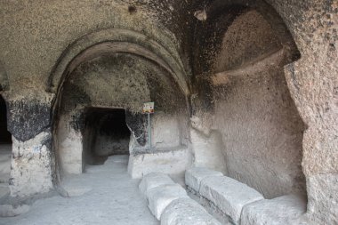 Vardzia, Gürcistan - 23 Mayıs 2019: Gürcistan 'daki Vardzia mağara şehri