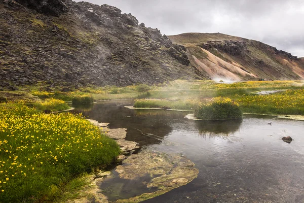 Hot Creek in the valley Landmannalaugar, Iceland — стоковое фото