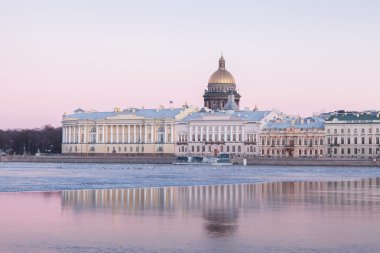 English Embankment and Saint Isaac's Cathedral, St. Petersburg clipart
