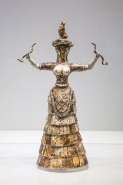 Minoan heykelciği yılan Tanrıça Kandiye arkeolojik