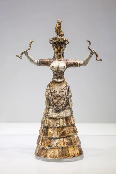 Minoan heykelciği yılan Tanrıça Kandiye arkeolojik