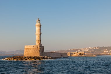 Ünlü deniz feneri Hanya, Crete, Yunanistan