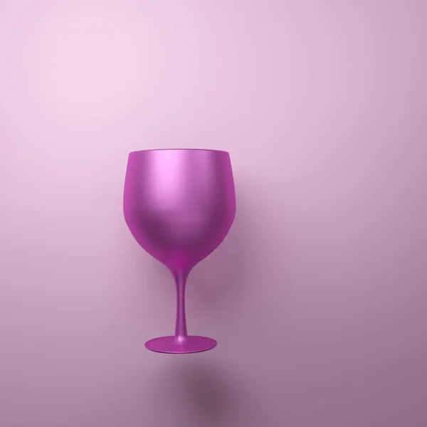 Pink wine glass On a pink background,3D rendering