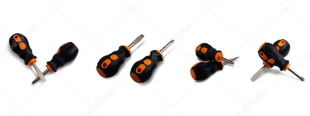 Short screwdriver on a white background,with clipping path