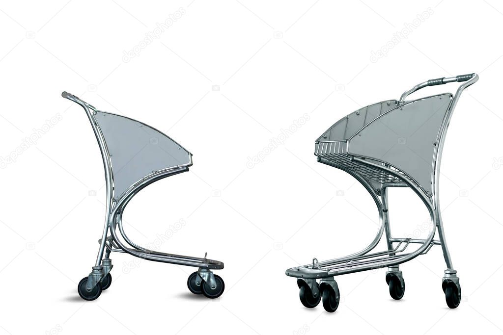 Airport trolley Behind  on a white background,with clipping path