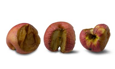 Elma, kırpma yolu ile beyaz bir arkaplan üzerinde birçok şekiller soldu