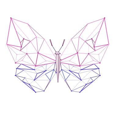  line low poly  butterfly clipart