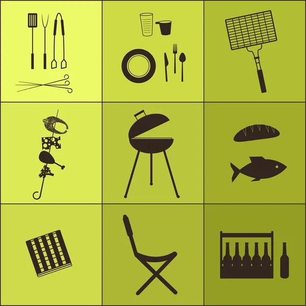 Conjunto de ícones de churrasco — Vetor de Stock