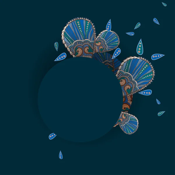 華やかな青い花円背景 — ストックベクタ