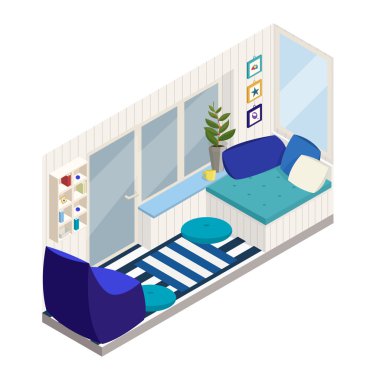 vektör izometrik rahat balkon