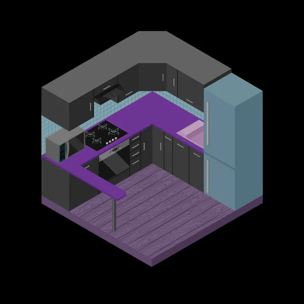 Cocina moderna isométrica — Archivo Imágenes Vectoriales