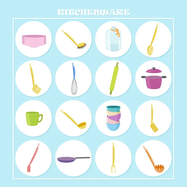 Ícones de utensílios de cozinha bonita —  Vetores de Stock