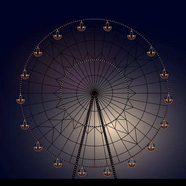 Nacht ferris wheel — Stockvector