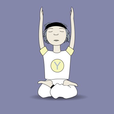 cartoon yoga pose boy