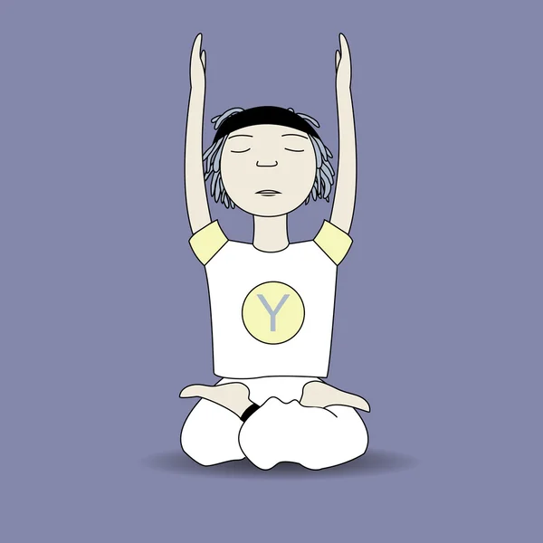 Cartoon yoga pose boy — Stock vektor