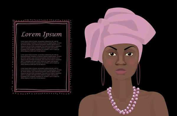 Afrikalı kadın portre ile metin — Stok Vektör