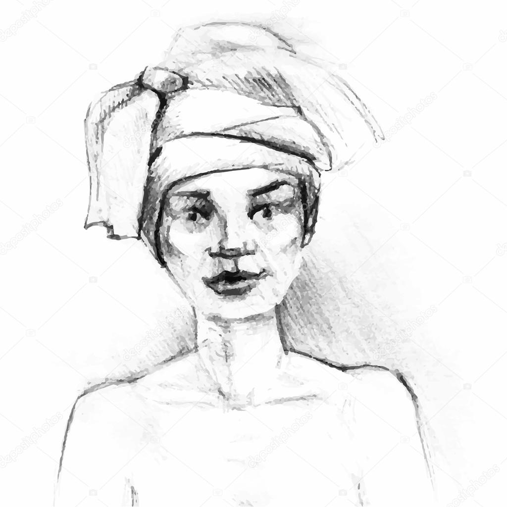 hand draw woman portrait