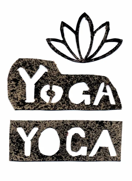 Plantilla yoga inscripción y loto — Archivo Imágenes Vectoriales