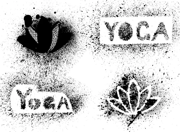 Plantilla yoga inscripción y loto — Archivo Imágenes Vectoriales