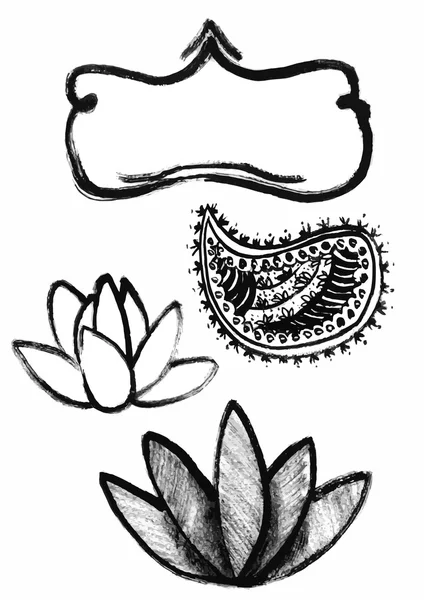 Droge lotus borstelset — Stockvector