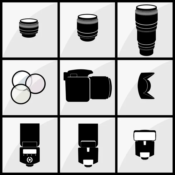 Set de accesorios de fotógrafo — Archivo Imágenes Vectoriales