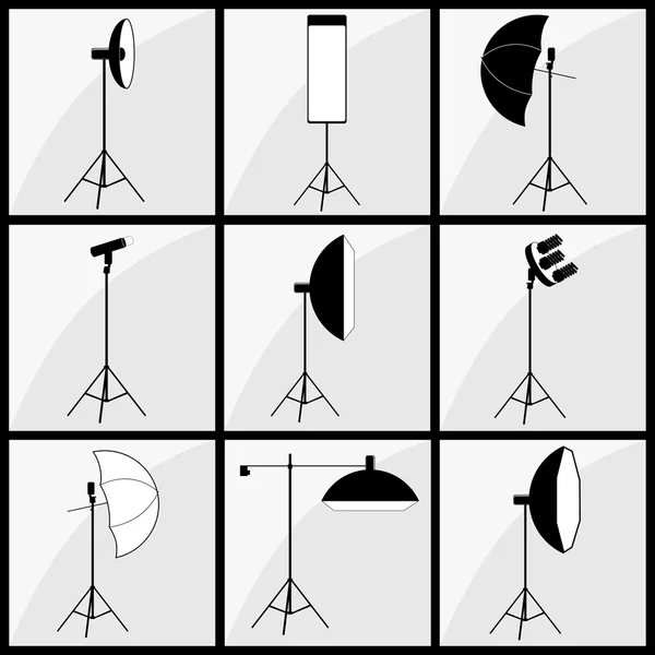 Photographer studio lighting set — Stock Vector
