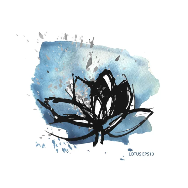 Teintes bleu aquarelle et lotus — Image vectorielle