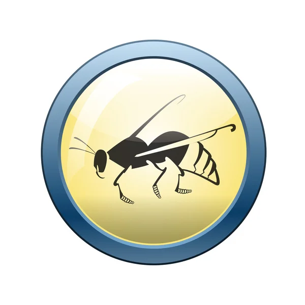 Méh ikon és a gomb — Stock Vector