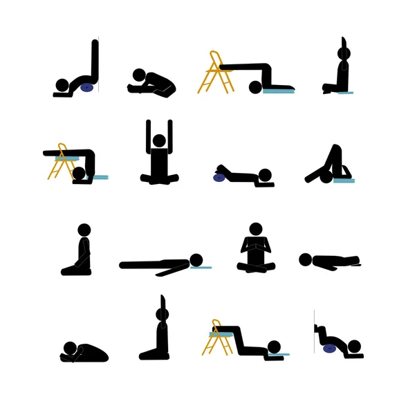 Bâton de yoga homme ensemble — Image vectorielle