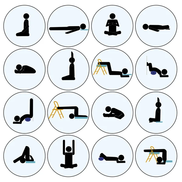 Yoga stick man set — Stockvector