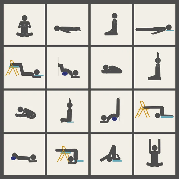 Bâton de yoga homme ensemble — Image vectorielle