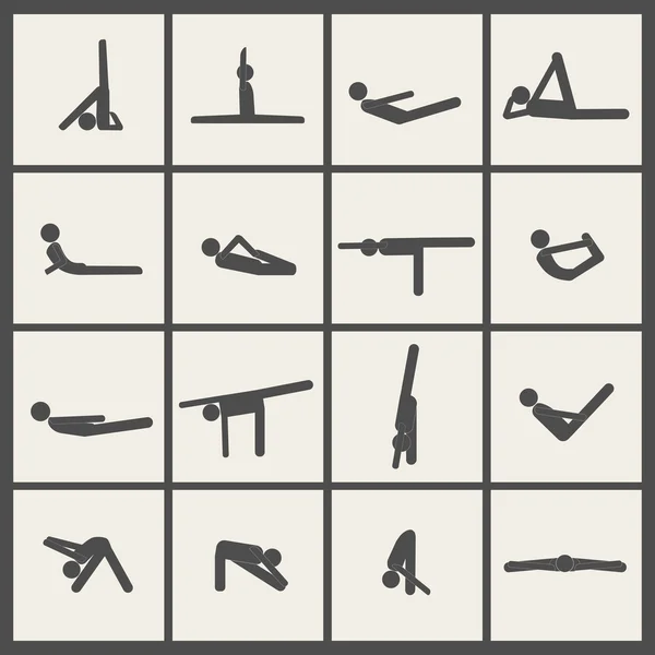 Yoga stick man set — Stock vektor