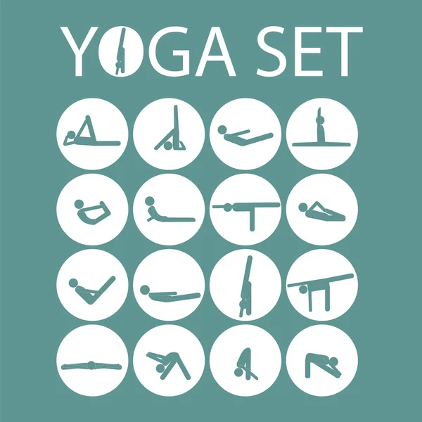 Yoga stick man set — Stockvector