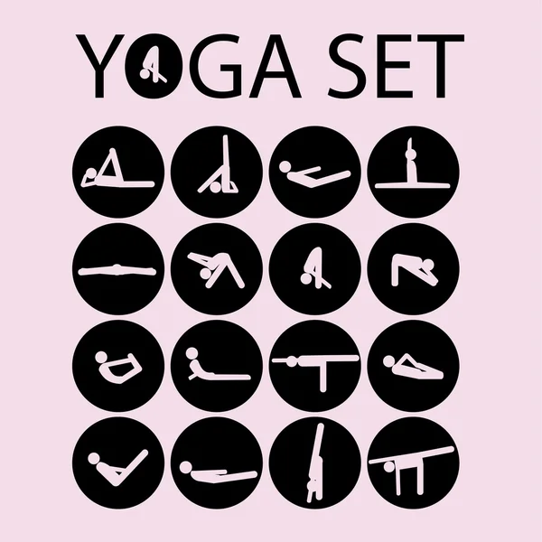 Yoga stick man set — Stockvector