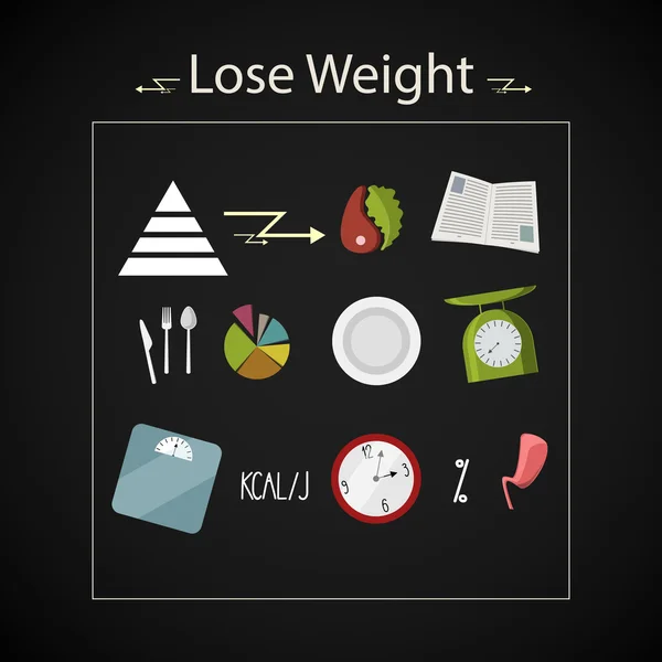 Verliezen gewicht pictogrammen — Stockvector