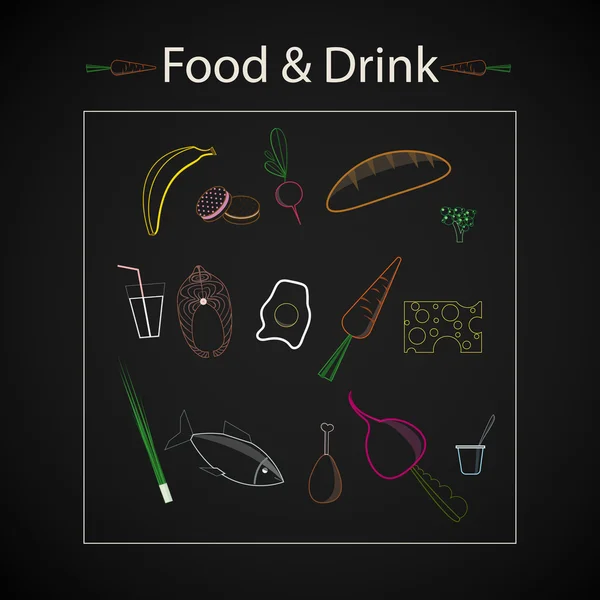Ligne alimentaire icône ensemble — Image vectorielle