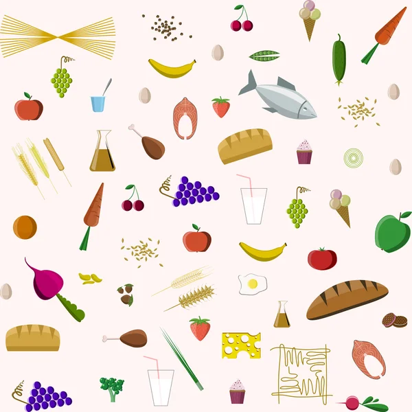 Conjunto de iconos alimentos saludables — Vector de stock